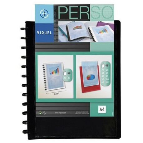 PROTEGE-DOCUMENTS MAXI GEODE PERSONNALISABLE 60 VUES NOIR VIQUEL 044905-05