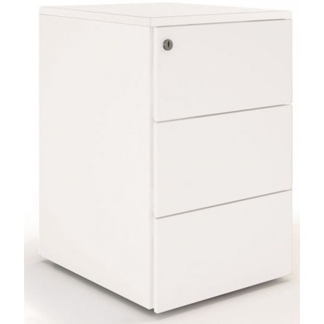 Caisson hauteur bureau Blanc 3 tiroirs profondeur 60 cm