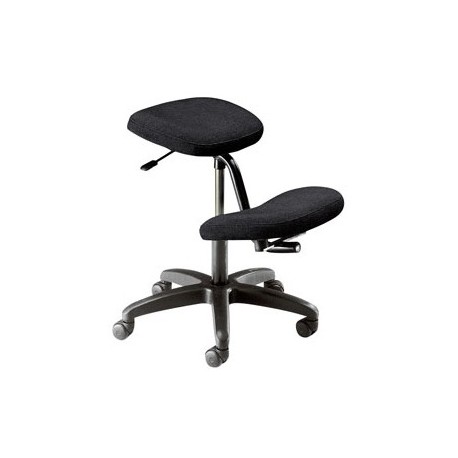 TABOURET ASSIS-GENOUX REVÊTEMENT TISSU BALI NOIR PIÉTEMENT NYLON NOIR