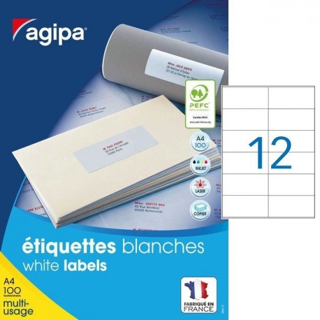 ETIQ. MULTI-USAGE 105x48 BTE 100 FLES A4  118998 AGIPA