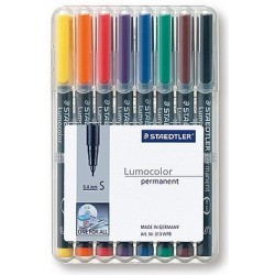 STAEDTLER BOX 8 FEUTRES LUMOCOLOR PERMANENT SUPERFIN ASSORTIS