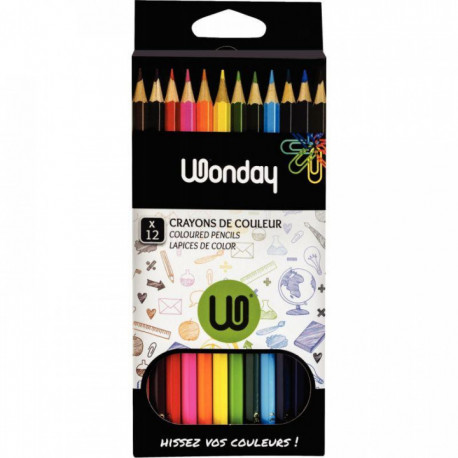 CRAYONS COULEUR *PQT12* 18cm  ASSORTIS FCG000092