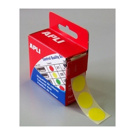 ETIQ. RONDE D 15MM JAUNE BTE 150  AGIPA 115013