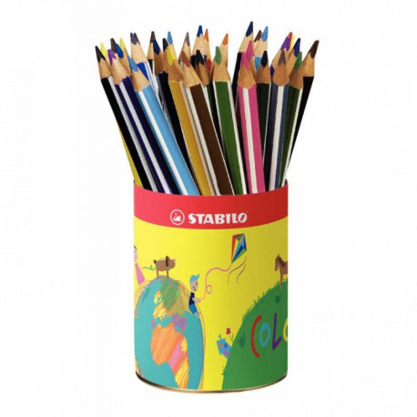 CRAYONS DE COULEUR TRIANGULAIRES STABILO POT DE 38 ASSORTIS