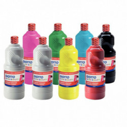 CARTON DE 8 FLACONS 1L DE GOUACHE LIQUIDE GIOTTO DONT 1 LITRE OFFERT COULEURS AS