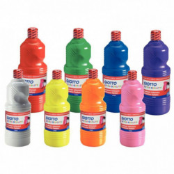 CARTON DE 8 FLACONS 1L DE GOUACHE LIQUIDE GIOTTO DONT 1 LITRE OFFERT COULEURS AS