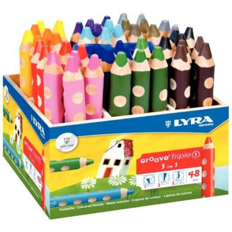 SCHOOLPACK DE 48 CRAYONS LYRA GROOVE TRIPLE ONE OMYACOLO