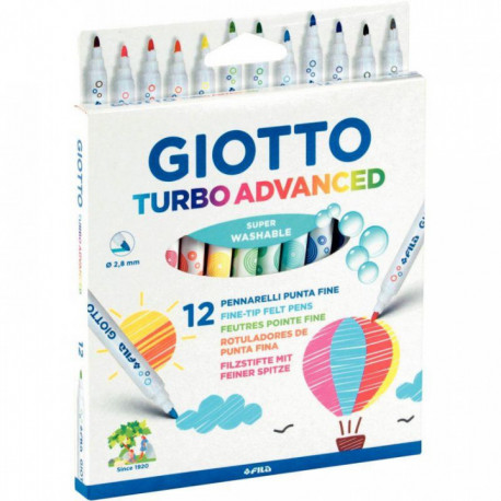 ETUI DE 12 FEUTRES GIOTTO TURBO ADVANCED POINTE MOYENNE