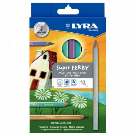 CRAYONS DE COULEUR LYRA SUPER FERBY MÉTALLIQUES ETUI DE 12