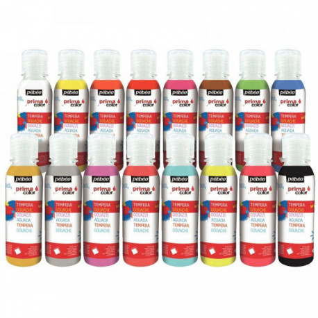 CARTON DE 16 FLACONS 150ML DE GOUACHE PRIMACOLOR COULEURS ASSORTIES