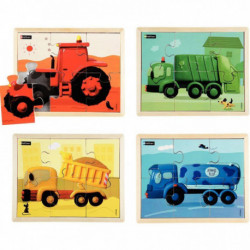 LOT DE 4 PUZZLES LES ENGINS EN COULEURS NATHAN