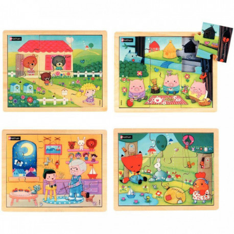 LOT DE 4 PUZZLES LES CONTES N°1 NATHAN