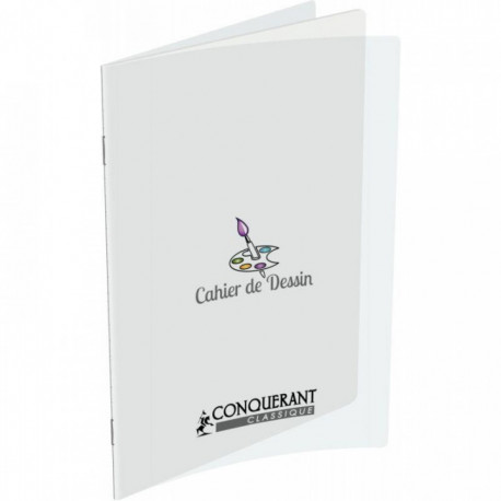 CAHIER DE DESSIN 96 PAGES 24X32 CM UNI 120G COUVERTURE EN POLYPROPYLÈNE INCOLORE