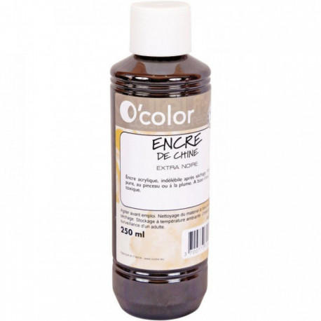 FLACON DE 250 ML D'ENCRE DE CHINE NOIRE