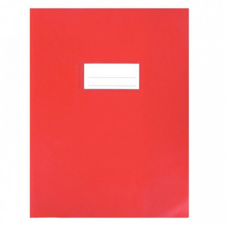 PROTÈGES-CAHIER LUXE OPAQUE RABATS 22/100ÈME 17X22CM PVC CRISTAL ROUGE LOT DE 10