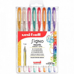 POCHETTE DE 8 STYLOS GEL SIGNO MÉTALLISÉS