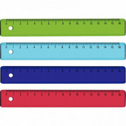 RÈGLES *PQT36*EN PLASTIQUE 16CM COLORIS ASSORTIS