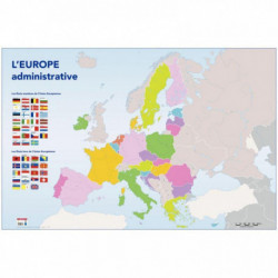 CARTE D'EUROPE ADMINISTRATIVE DIMENSIONS 1,20X0,80M AVEC 5 GROS ŒILLETS EN MÉTAL