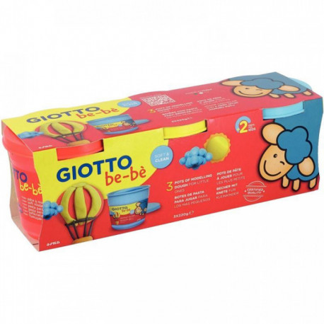 SET DE 3 POTS DE 220G DE PÂTE À JOUER GIOTTO BÉBÉ ASSORTIS À BASE D'INGRÉDIENTS