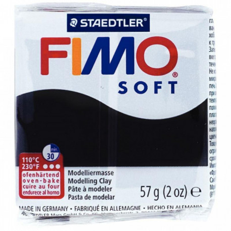 BLOC DE PÂTE À MODELER FIMO SOFT 57 GRAMMES NOIR