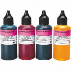 BOÎTE DE 4 FLACONS DE 60ML DE COLORANT POUR PÂTE À SEL