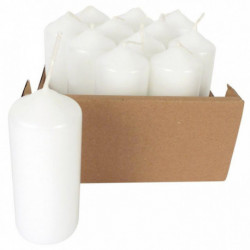 LOT DE 12 BOUGIES BLANCHES À DÉCORER HAUTEUR : 10 CM DIAMÈTRE : 4 CM