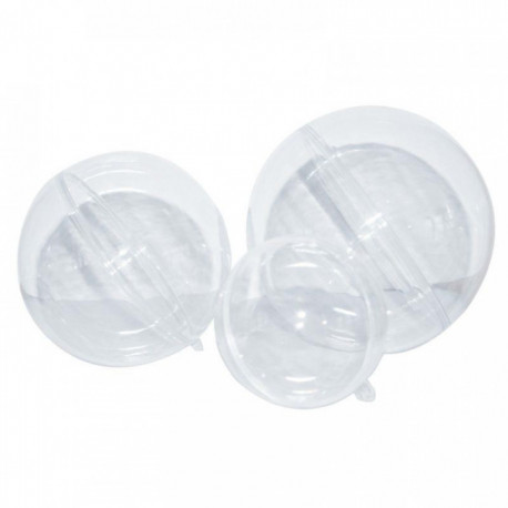 LOT DE 6 BOULES EN PLASTIQUE CRISTAL, Ø 10 CM