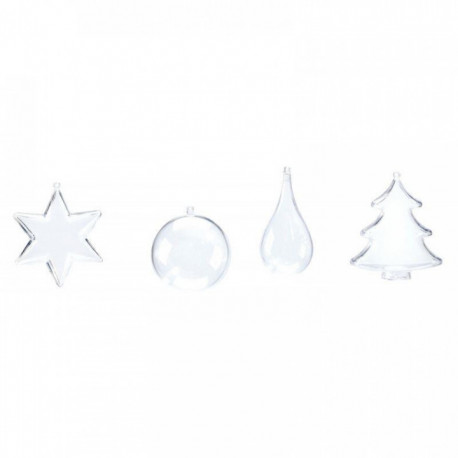 LOT DE 24 OBJETS EN PLASTIQUE CRISTAL À DÉCORER DONT 4 GRATUITS