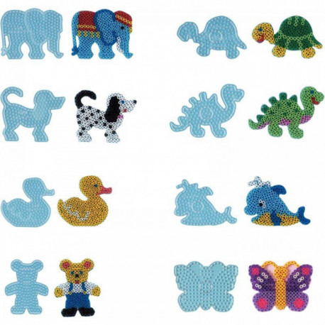 SACHET DE 8 PLAQUES PRÉFORMÉES POUR PERLES HAMA TAILLE MAXI FORMES ANIMAUX