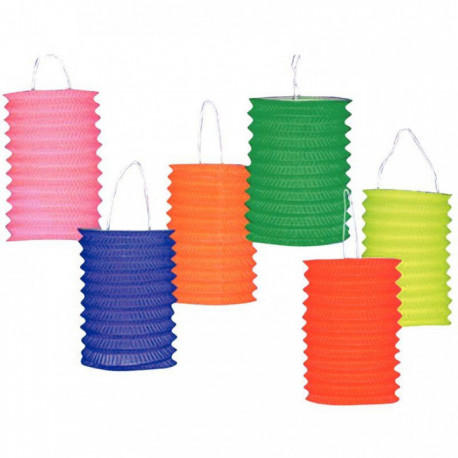 LOT DE 30 LAMPIONS CYLINDRIQUES HAUTEUR 13 CM COLORIS ASSORTIS