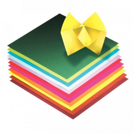 FEUILLES DE PAPIER POUR PLIAGE ORIGAMI 20X20CM POCH DE 100 COULEURS ASSORTIES