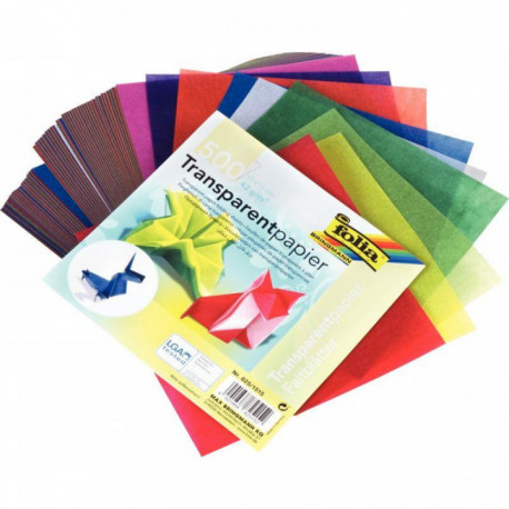 PAQUET DE 500 FEUILLES PAPIER VITRAIL 15 X 15 CM COULEURS ASSORTIES