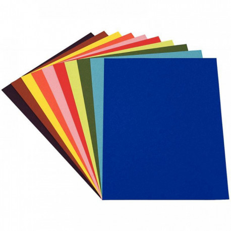 PAPIER DESSIN COULEUR 50X65CM 160G PAQUET DE 24 F. COULEURS VIVES ASSORTIES