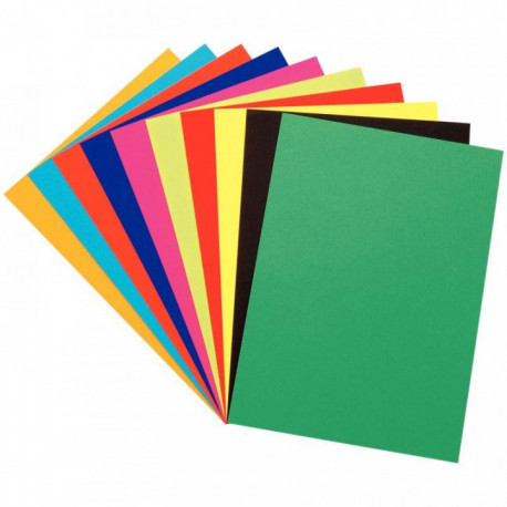 PAQUET DE 100 FEUILLES DE PAPIER COULEUR 250G 24X32 CM 10 COULEURS ASSORTIES