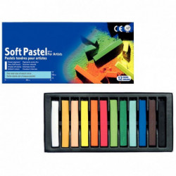 BOITE DE 12 PASTELS SEC CARRE ASSORTIES