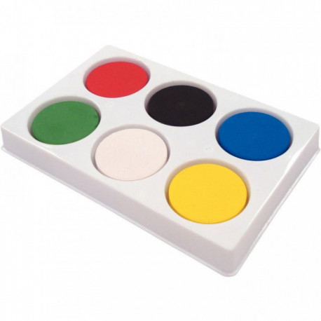 PALETTE DE 6 GALETS DE GOUACHE ASSORTIS DIAMÈTRE 44 MM