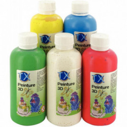 LOT DE 5 FLACONS 250ML DE PEINTURE 3D