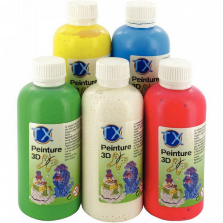 LOT DE 5 FLACONS 250ML DE PEINTURE 3D