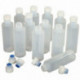 LOT DE 12 FLACONS 125ML EN PLASTIQUE SOUPLE ET TRANSPARENT AVEC BOUCHON MOUSSE