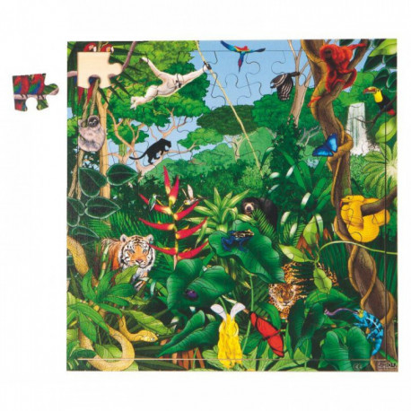 PUZZLE DE 81 PIÈCES EN BOIS, LA FORÊT TROPICALE