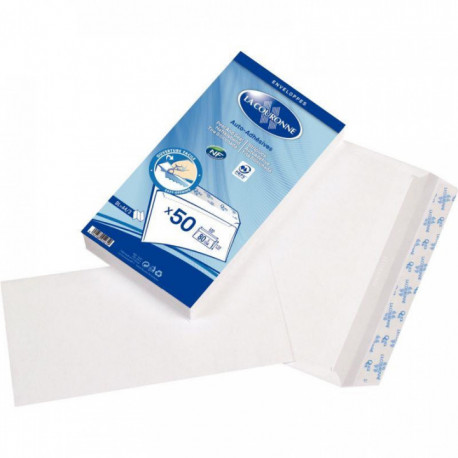 ENVELOPPES **PQT50**BLANCHES DL 110X220 80G/M² BP NF PEFC FAB FRANCE