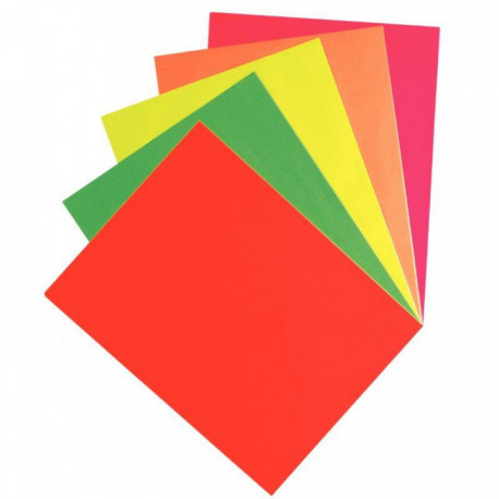 AFFICHE FLUO 90G 21X29,7CM PQT DE 50 F. COULEURS ASSORTIES VERT ROUGE JAUNE ROSE