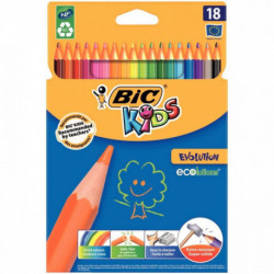 ÉTUI CARTON RECYCLÉ DE 18 CRAYONS DE COULEURS ÉVOLUTION 17,5CM COULEUR ASSORTIES