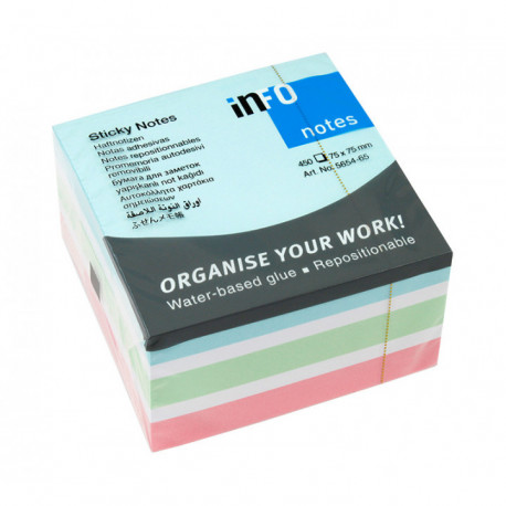 BLOC CUBE  REPOSIT.76x76 mm Assorties 320 feuilles COUL + BLANC