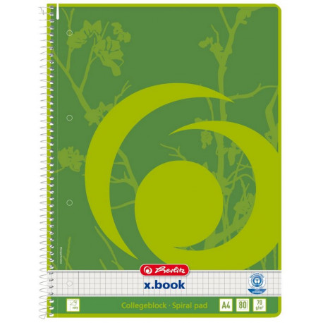 CAHIER SPIRALE   A4 70g 160 pages 5X5 RECYCLE 4TROUS