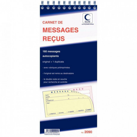 CARNET 160 MESSAGES RECUS AVEC DOUBLE