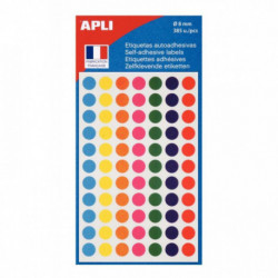 ETUI DE 385 DISQUES ADHÉSIFS DIAM. 8 MM COLORIS ASSORTIS