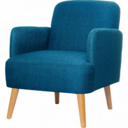 FAUTEUIL BROOKS BLEU PIEDS HETRE MASSIF VERNIS à assembler H79 L62 P77/ ASSISE H44 P52 POLYESTER struct. pin massif et aggloméré