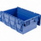 BAC NAVETTE 60X40X25CM 44 LITRES AVEC COUVERCLE EN 2 PARTIES BLEU