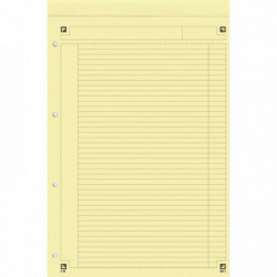 BLOC  A4+ 80G LIGNE JAUNE  PERF 4 TROUS  NOTEPAD  DÉTACHABLES 21X32 OXFORD SCRIBZEE PEFC FAB France 